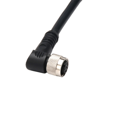Right Angle Electrical Wire Cable With IP67 Waterproof M12 2 Pin 3 Pin 4 Pin Connector