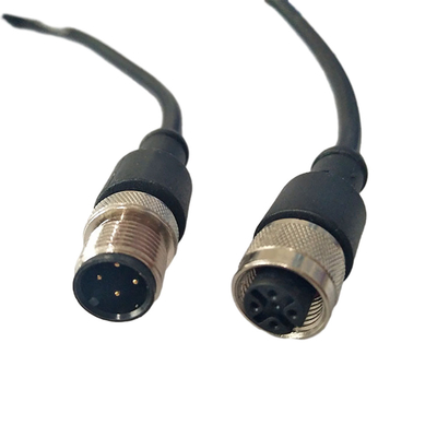Metal Screw Phoenix M12 Cable 100cm Length Male To Female Black With PVC Cover