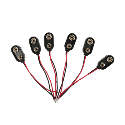 15cm 2 Pin Cable Wire Assemblies , SH Connector Wire Harnesses Battery Snap Clip Type