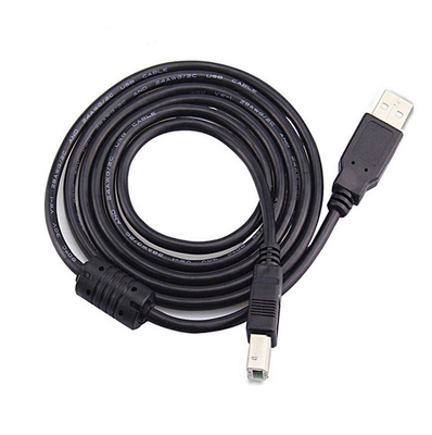 Black High Speed USB Cable , A Male To A Female 2.0 USB Printer Cord