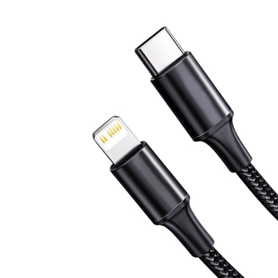 Black Color USB Fast Charging Cable With Nylon Braided Cover 10Gbps Transfer Speed