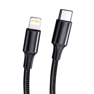 Black Color USB Fast Charging Cable With Nylon Braided Cover 10Gbps Transfer Speed