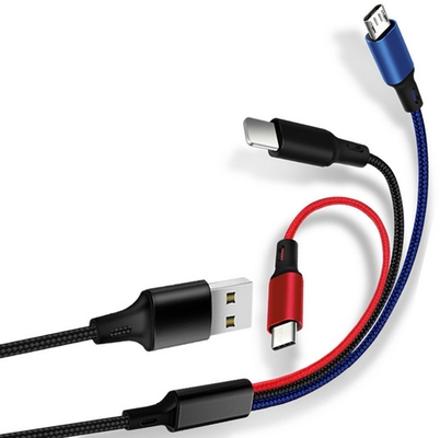 3 In 1 2.4A USB Charging Data Cable Type C Multi Port Function OEM ODM