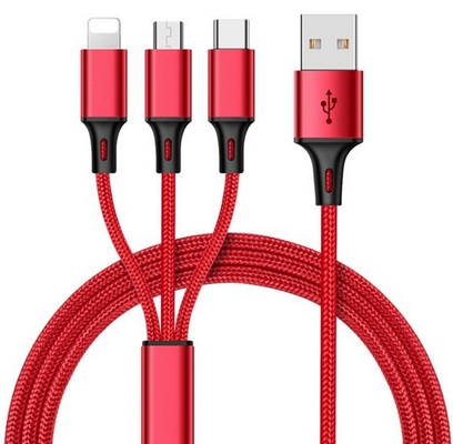 3 In 1 2.4A USB Charging Data Cable Type C Multi Port Function OEM ODM