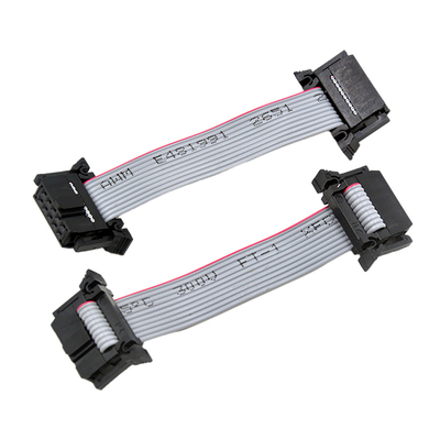 10P Grey Color IDC Cable Assemblies , 2.54mm Pitch Dual Row Ribbon Flat Cable