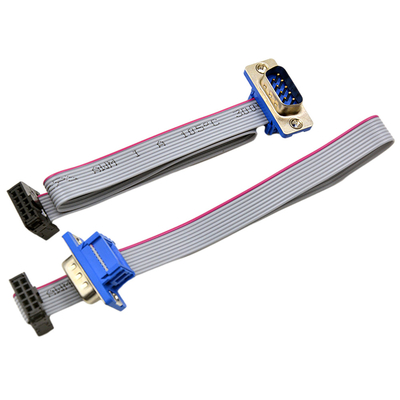 30cm Length Flat Ribbon Cable Assembly DB 9 Pin Male To Female Connector