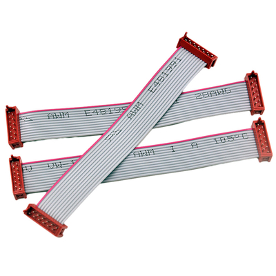 1.27mm Pitch IDC Cable Assemblies AMP 215083 Red Color Connector Micro Match 12P