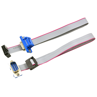 OEM 2.54 Mm Pitch Ribbon Cable IDC DB9 Male Female For Panel Mount