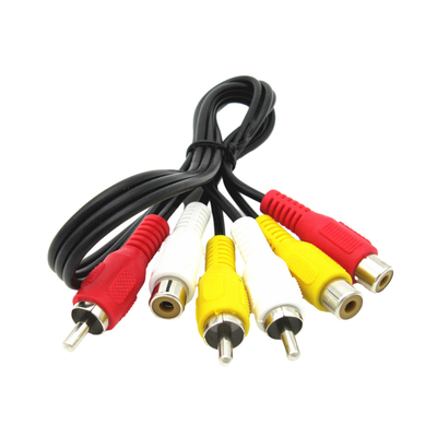 Male To Female Video Audio Cables , 3 Rca AV Cable For Sound Speaker Projector