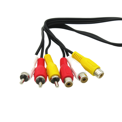 Male To Female Video Audio Cables , 3 Rca AV Cable For Sound Speaker Projector