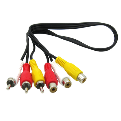 Male To Female Video Audio Cables , 3 Rca AV Cable For Sound Speaker Projector