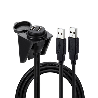 Waterproof USB2.0 Dual USB Port Cable 1 Meter For Car Motorcycle