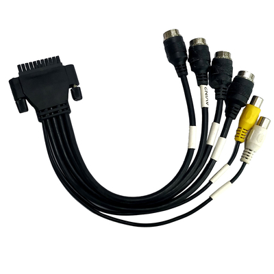 Customized M12 To RCA Overmolding Cable Assemblies Screw Locking Black Color