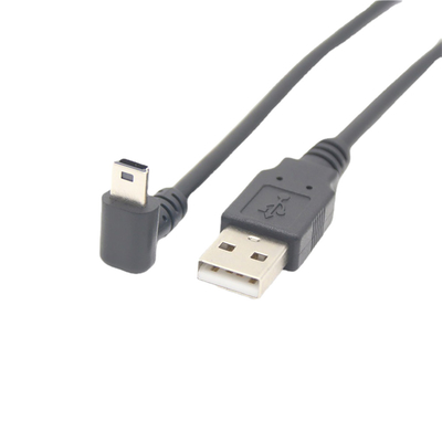 USB 2.0 Male USB Charging Data Cable Mini With Right Angle Connector