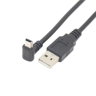 USB 2.0 Male USB Charging Data Cable Mini With Right Angle Connector