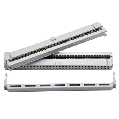 64 Pin 2.54 Mm IDC Connector Single Contact Gray Insulation For Flat Cable