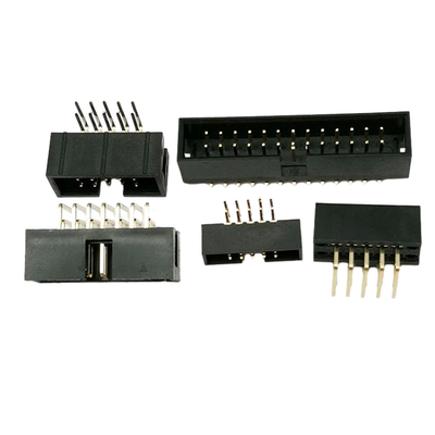 Right Angle Female Printed Circuit Board Connectors Dual Row 1.27mm 2.54mm Pitch Box Header