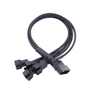 2.54mm Pitch Amp Connector Cable Assemblies Aluminium Foil Shielded Wire Harness For PC Fan