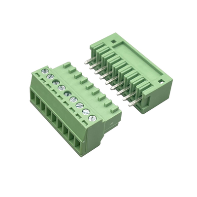 Male Female Pluggable Terminal Block Connector 3.81mm Pitch 2-16 Pins Plug In Right Angle Vertical