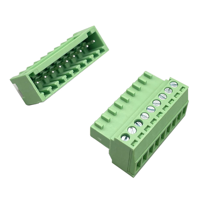 Male Female Pluggable Terminal Block Connector 3.81mm Pitch 2-16 Pins Plug In Right Angle Vertical