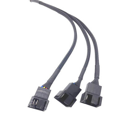 Bylon Protection  2.54mm Pitch 4 Pin Wire Harnesses 30cm Length Black Color For Computer 'S Fan