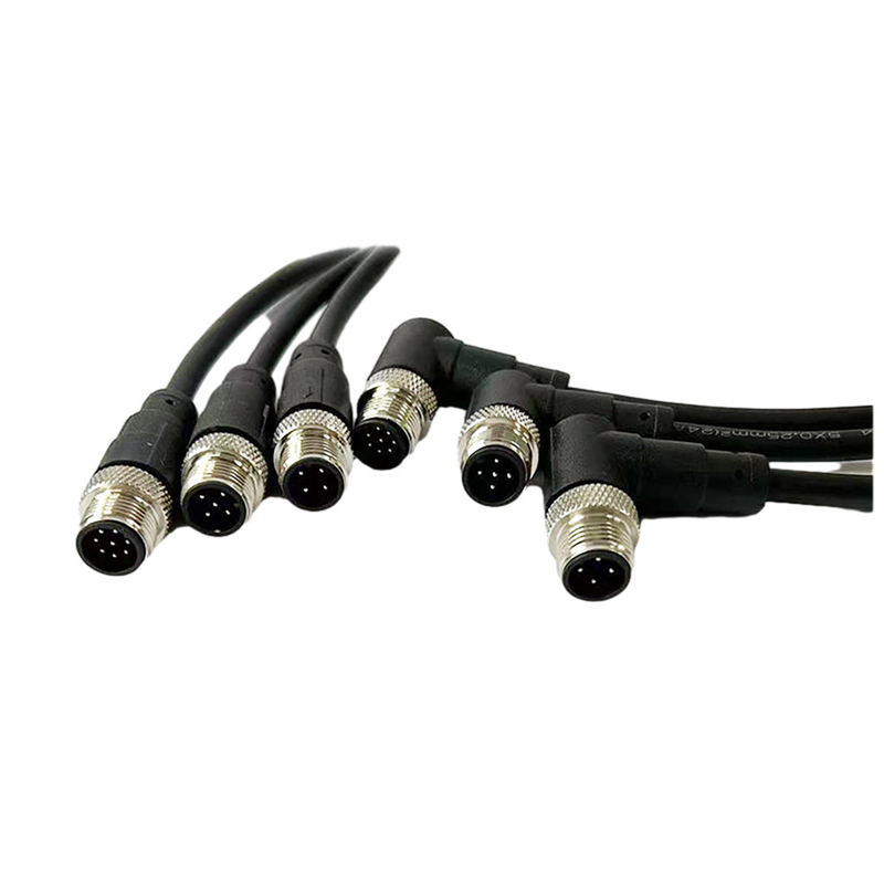 Custom Multi Core M12 Cable Assemblies Right Angle Male For Sensor