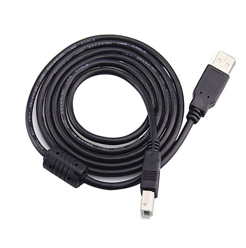 Black High Speed USB Cable , A Male To A Female 2.0 USB Printer Cord