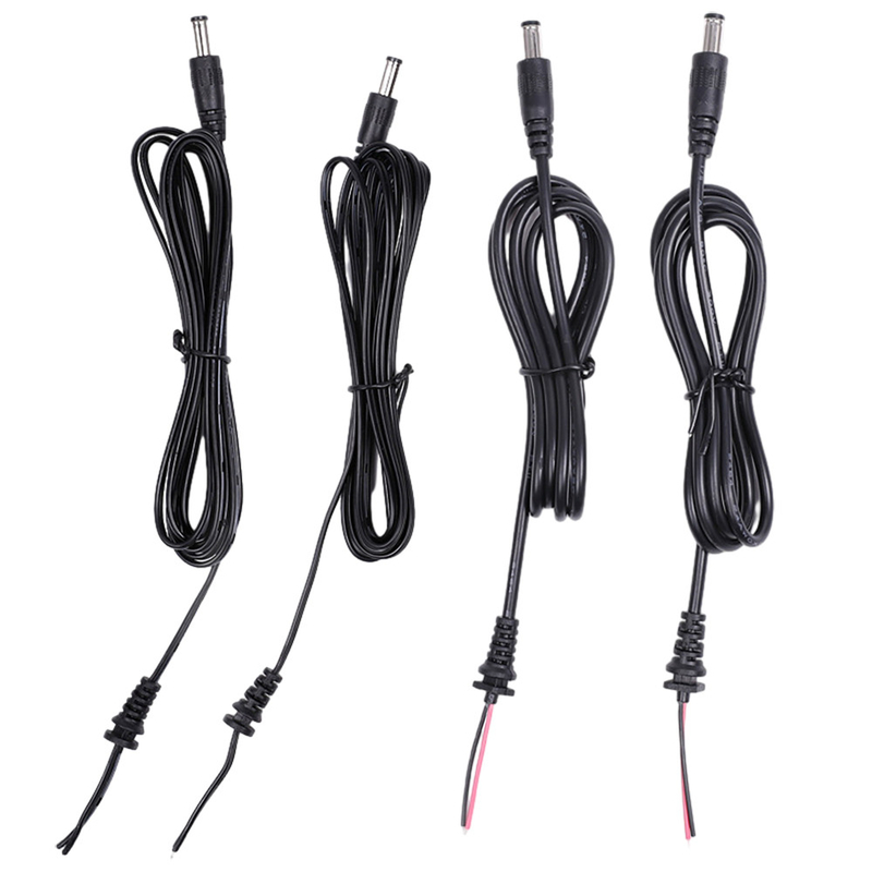 Male And Female Power Cable Assemblies With Strain Relief DC 5.5mm X 2.1mm Barrel Jack