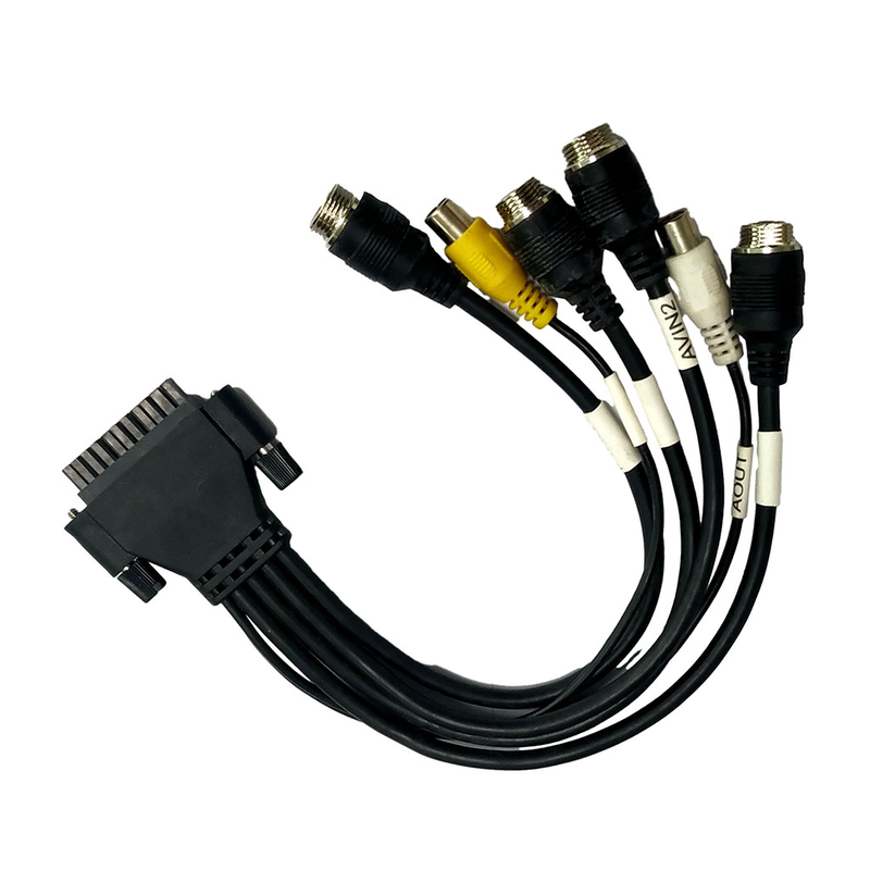 Customized M12 To RCA Overmolding Cable Assemblies Screw Locking Black Color