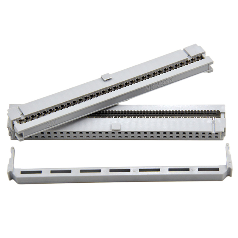64 Pin 2.54 Mm IDC Connector Single Contact Gray Insulation For Flat Cable